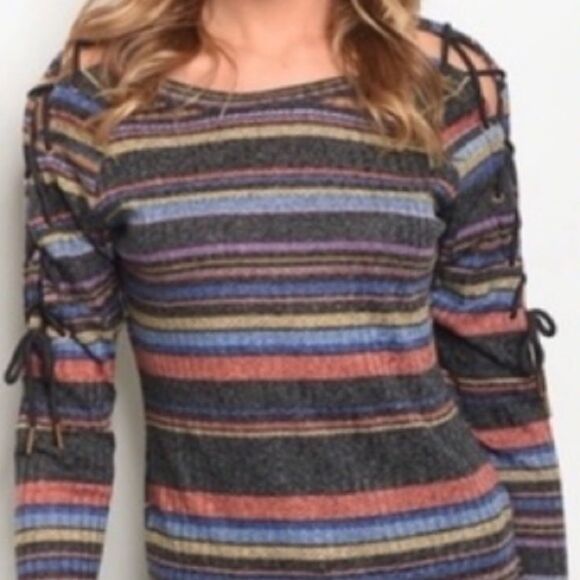 ‎Striped Laced Up Arm Top - Picture 14 of 14